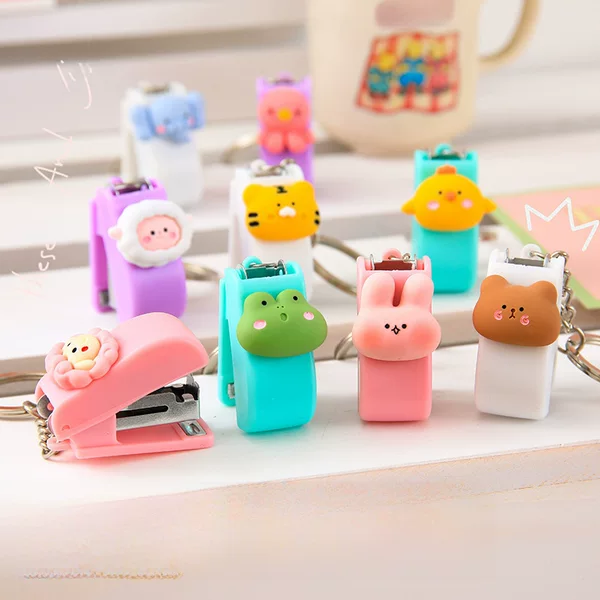 Mini Stapler for Students and Office Use, Small Creative Design with Keychain Pendant, Wholesale Mini Stapler