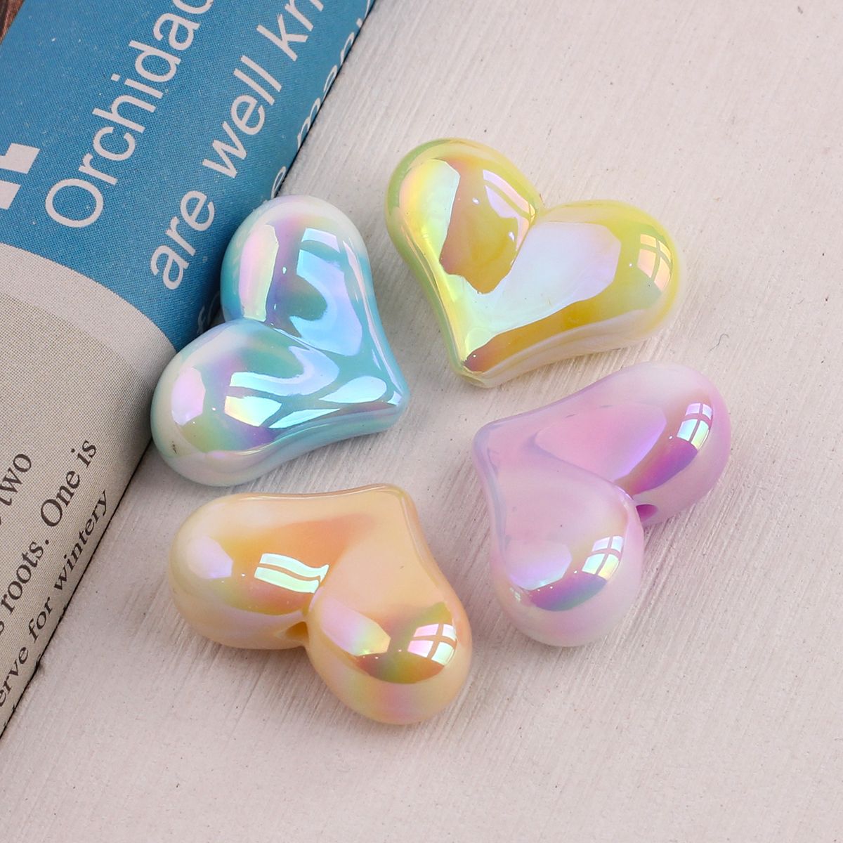 2g Weight Beads Jewelry Making Type DIY Ornament Accessories Classification 1 Piece Quantity Acrylic Material Heart Shape Pattern All Seasons Season Plating Design Sweet Style 1 Piece Acrylic Heart Shape Beads DIY Ornament Accessories 2