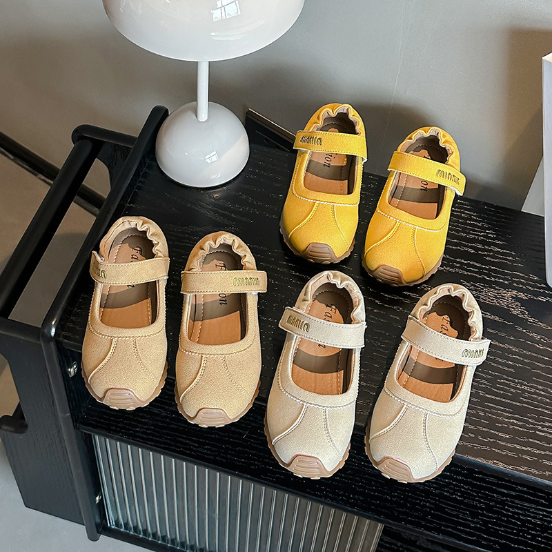 Girls' Leather Shoes, Kidsren's Ballet Shoes, Retro Shallow Mouth Bean Shoes, Girls' Mary Jane Shoes, Spring & Fall Baby Shoes