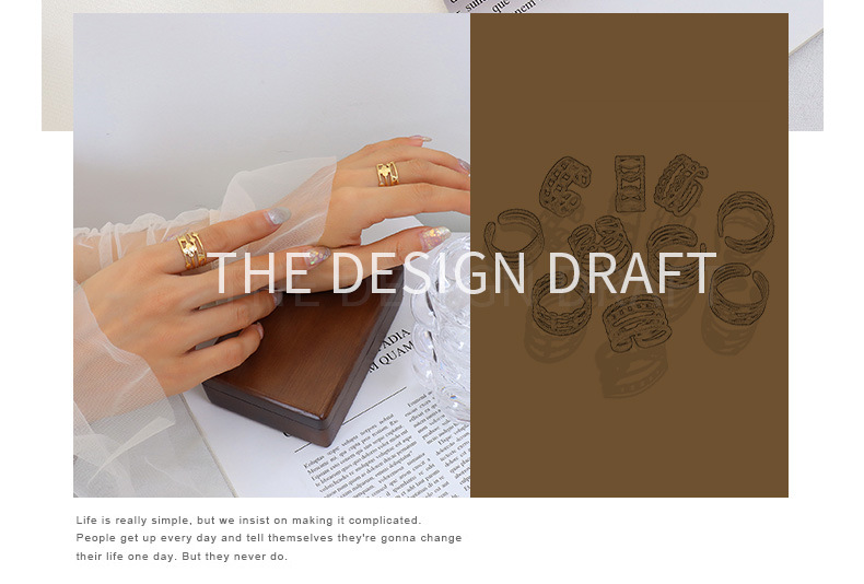 Fashion Letter Titanium Steel Open Ring Plating Stainless Steel Rings