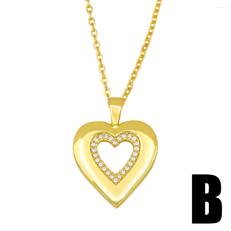Diamond heart titanium steel necklace