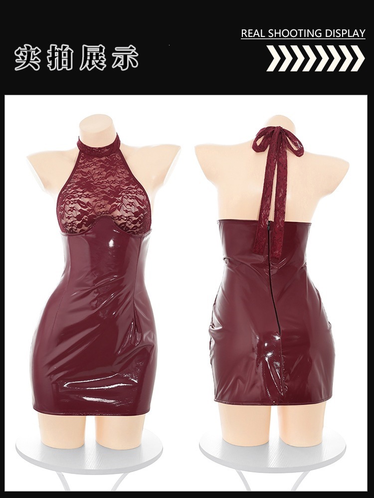 Feimu & Miji Lace Bodysuit with High-Waisted Leather Skirt Set 6529 — detail image 11