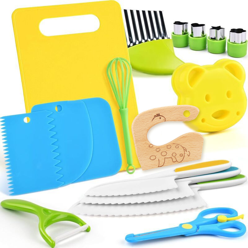 아마존 17종 어린이 과일칼 세트, 손이 아프지 않은 유아용 주방 도구, 빵/토스트칼