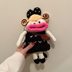 網紅潮酷手機配飾毛線鈎織包包女成品包新款大嘴妹親子單肩斜挎包