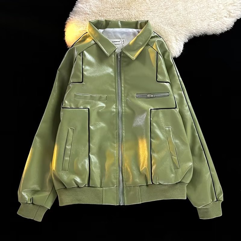 Primavera y otoño marca de moda chaqueta de cuero chaqueta de estilo masculino estilo coreano de moda retro locomotora de cuero pu chaqueta de moda
