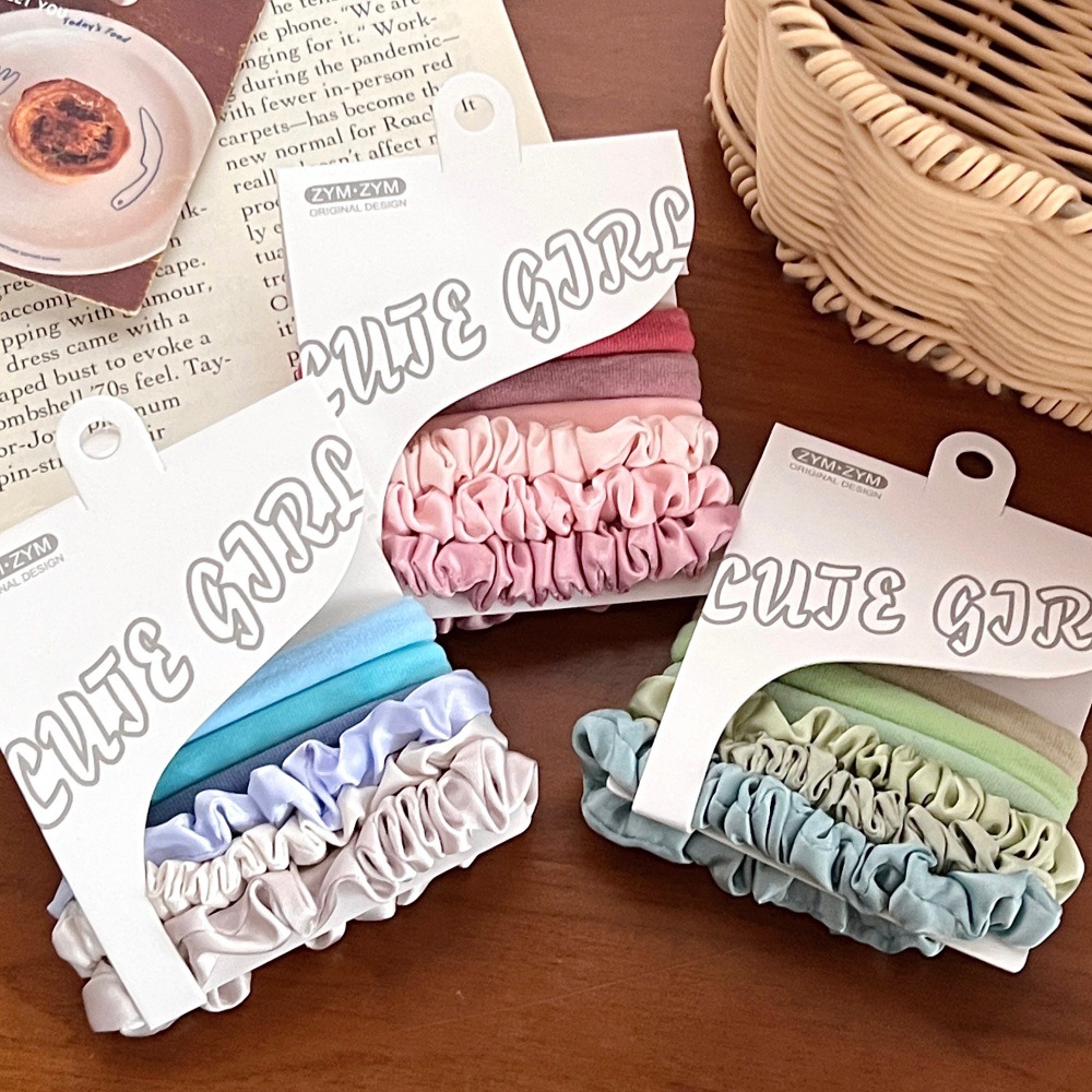 Coreano simple intestino delgado anillo de cabello toallas anillo suave conjunto de tocado de cabello de juventud de moda de alta calidad cuerda de cabello