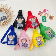 2022 Summer New Cute Bear Baby Crossbody Bag for Boys and Girls, Children's Chest Bag, Little Kids' Pocket Money Wallet, Kids' Bags