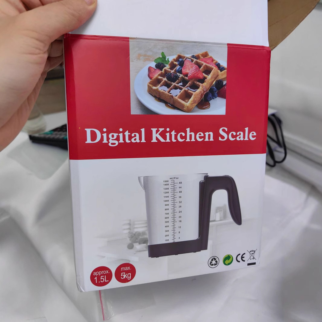 2025 Báscula electrónica para hornear de cocina con escala Taza medidora de líquidos multifuncional pesa 1500 ml