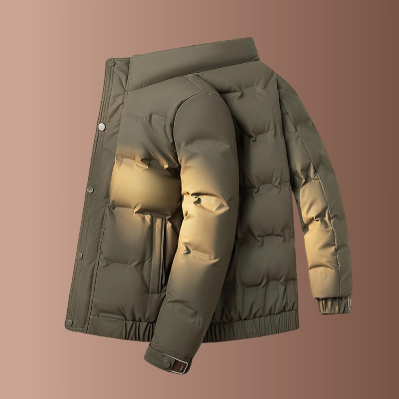 Chaqueta de plumón ligera y delgada, ropa de invierno para hombres, nuevo cuello corto relajado, chaqueta de plumón para hombres de mediana edad.