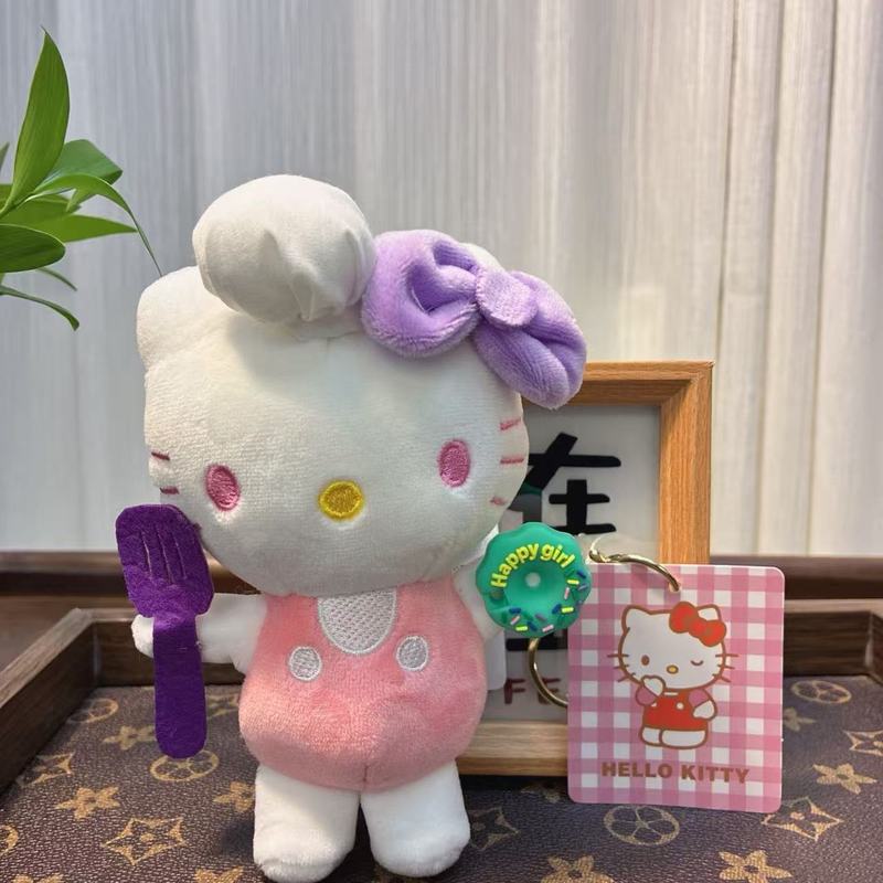可爱萌网红甜甜圈KT毛绒玩具公仔小猫咪包包挂饰钥匙扣娃娃玩偶|undefined