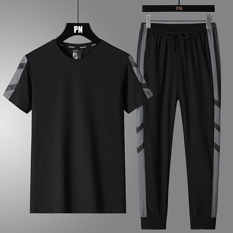 2024 traje de ocio deportivo transpirable de secado rápido ropa de hombre verano nuevo estilo pantalones de manga corta hombres a juego guapo