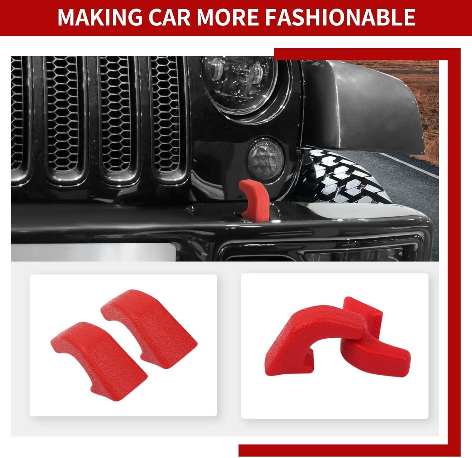 Suitable for 07-23 Models Jk Jl Jt Wrangler Front Bumper Tow Hook Cover, Tow Hook Protector, Tow Buffer Block