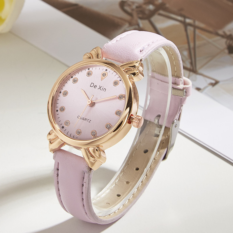 Cross-border popular casual ins redondo pequeño dial de cuarzo reloj de mujer de moda todo-fósforo de moda estudiante reloj de mujer