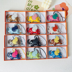 H Family Small Elephant Hook-and-Loop Genuine Sheepskin Angel Little Flying Elephant Keychain Bag Hook Decor Creative Elephant Car Air Freshener