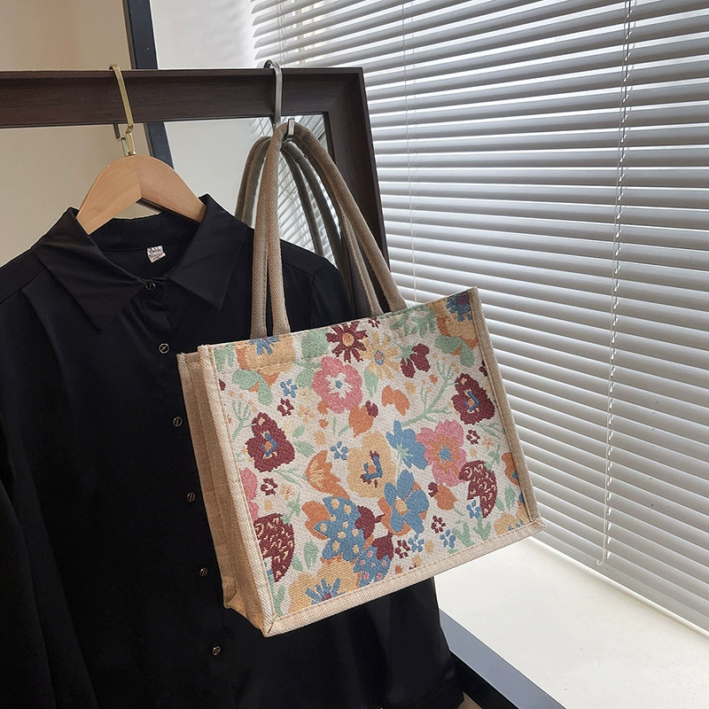 Новая льняная сумка для внешней торговли, женская модная сумка-тоут большой вместимости для студентов колледжа, сумка через плечо для поездок на работу