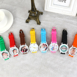 heat transfer watch diy custom photo sublimation blank silicone watch aluminum sheet color jelly casual watch
