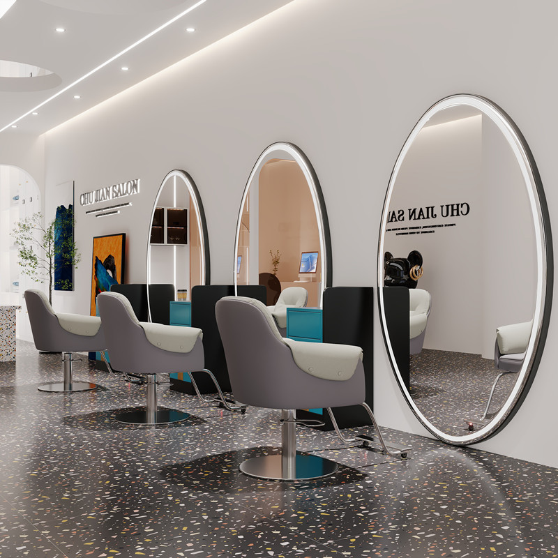 Espejo de peluquería con lámpara de línea para salón de peluquería, espejo de corte de pelo, espejo de pared, espejo de peluquería
