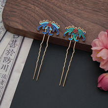 古风发簪汉服步摇新娘头饰仿点翠烧蓝景泰滴油手工配件配饰