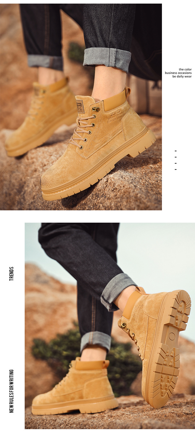 Primavera estate inverno grandi stivali bassi in stile britannico scarpe da lavoro da uomo stivali gialli grandi retrò_voghion.com