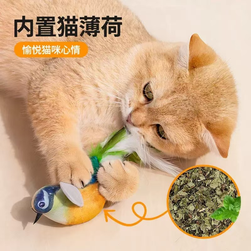 Cat Teaser Stick Cat Toy Bird Sound Pet Puppy Toy Bite-Resistant Self-Entertainment Boredom Relief Kitten Supplies Wholesale