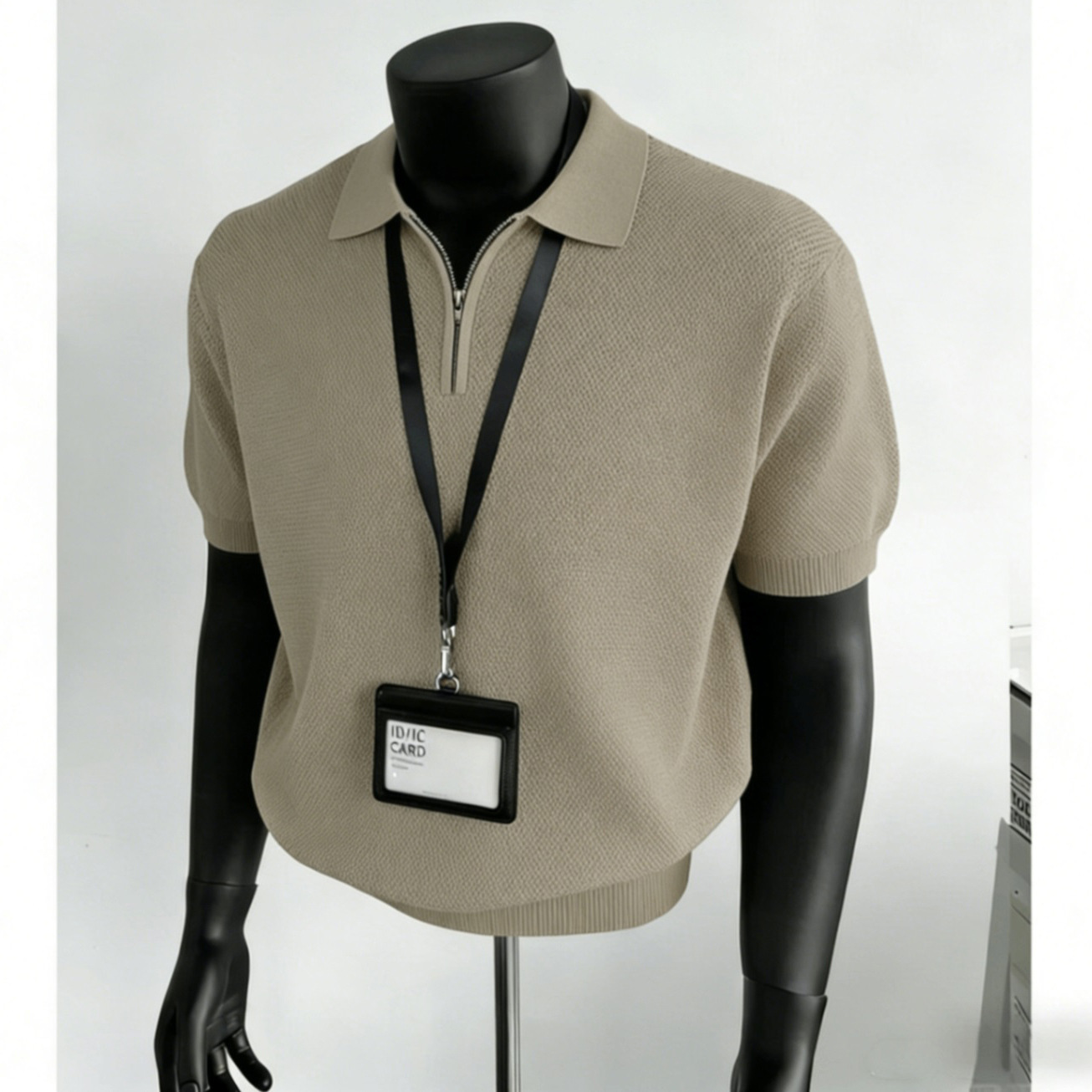 Camisas de polo camiseta de punto camiseta de manga corta camiseta de hombre solapa media cremallera seda de hielo de color sólido fábrica de verano seda de hielo al por mayor secado rápido