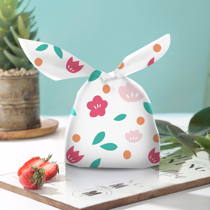 Bolsa de bocadillos de oreja de conejo de dibujos animados dulces bocadillos y otras bolsas de embalaje lindo pequeño patrón animal bolsa de regalo bolsa de Festival