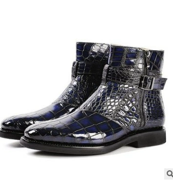 Мужские короткие мужские ботинки на плоской танкетке из змеиной кожи в стиле ретро для внешней торговли, размер от 38 до 48