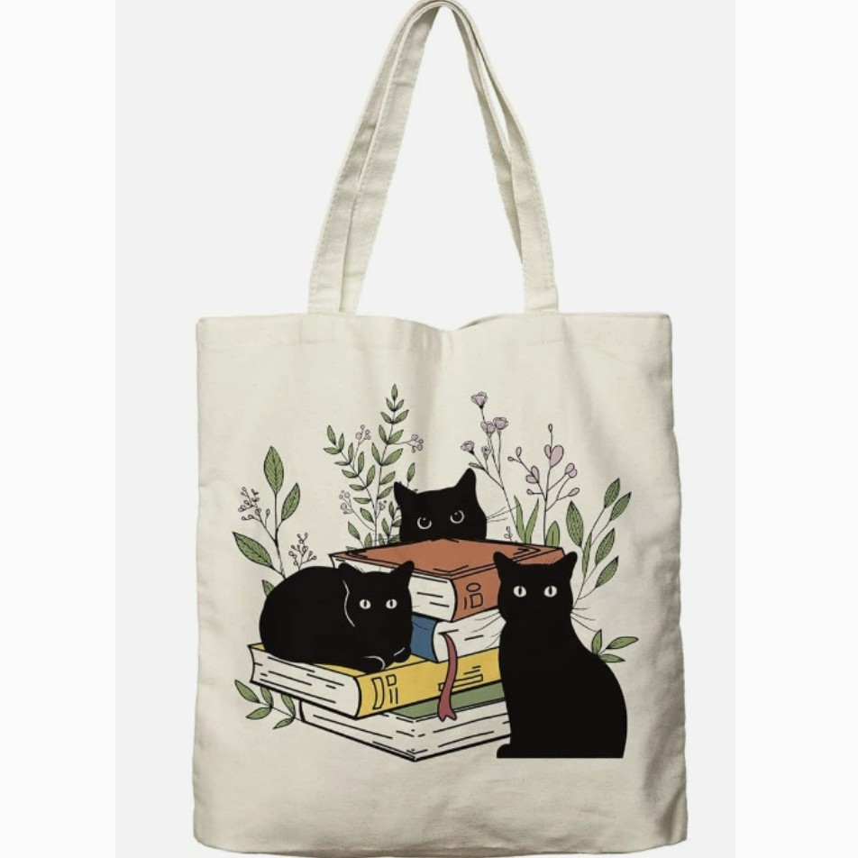 Amazon Cross-border spot bolsa de lona animal y vegetal patrón de gato bolsa de mano bolsa de cosméticos bolsa de viaje de lona