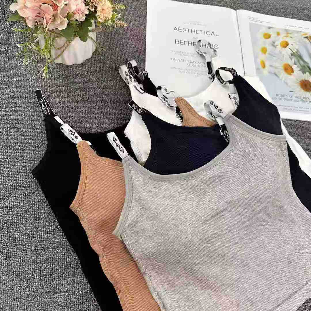 022 # carta de otoño correa de hombro fija taza chaleco de suspensión mujer con el umbilical de vestir el cuerpo delgado ropa interior de espalda hermosa chaqueta superior