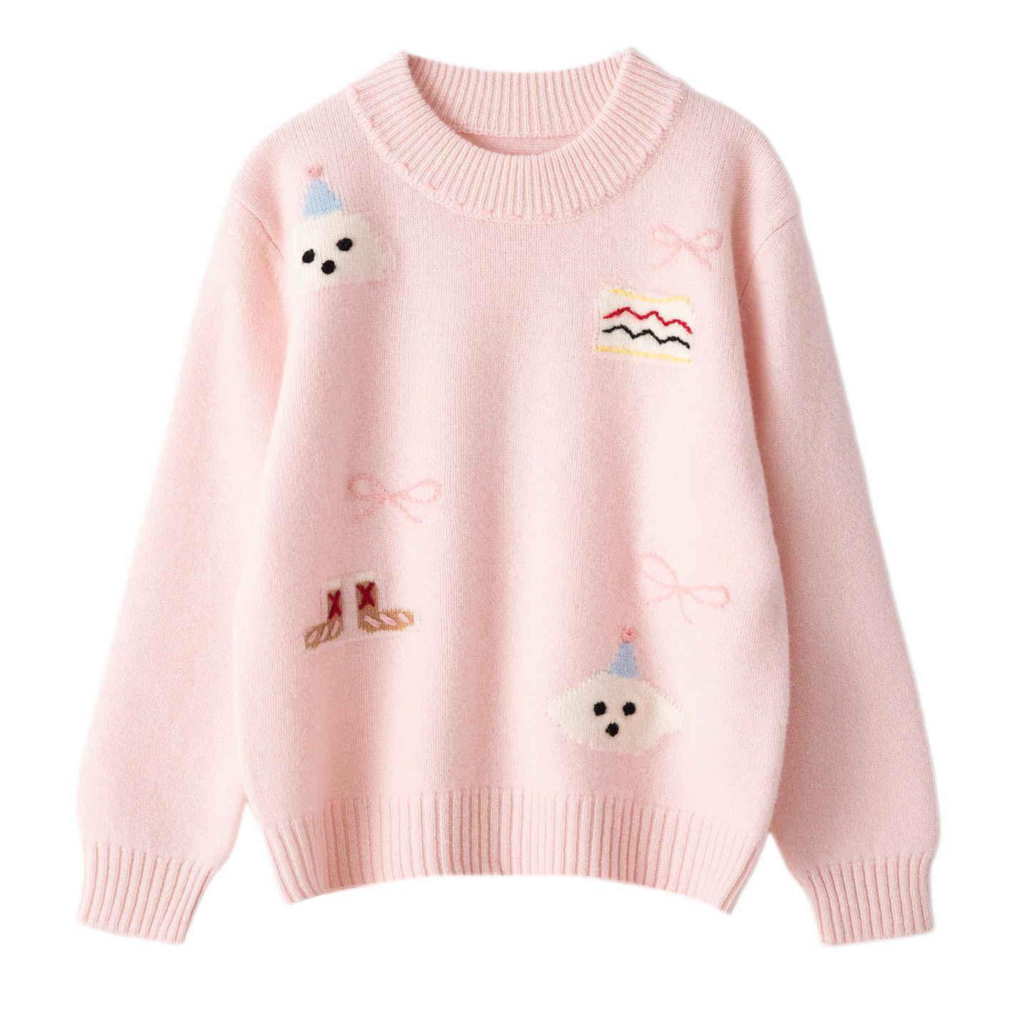 Children's Cartoon Ghost Wool Sweater, Autumn/Winter New Style, Round Neck, Unisex, Cute and Fun Knitted Base Layer for Medium and Large Children