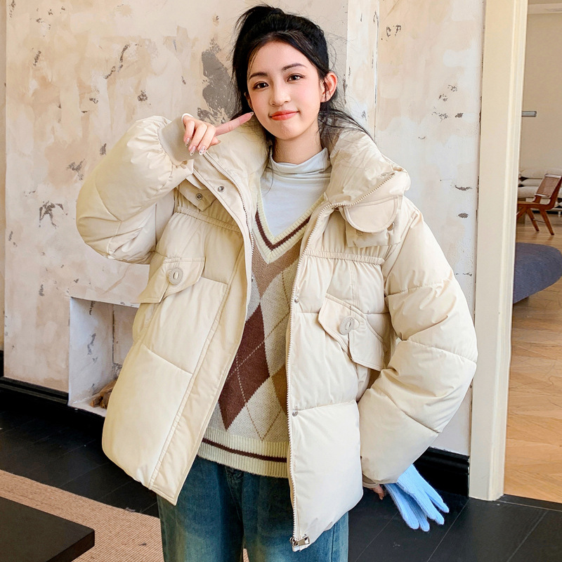 2024 al por mayor chaqueta de algodón suelta de mujer chaqueta de algodón con capuzas calientes de otoño y invierno corto engrosado chaqueta de pan de algodón image 1