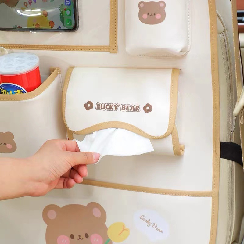Car anti-kick pad rear car seat back storage bag hanging bag seat back storage rack anti-wear anti-dirty pad