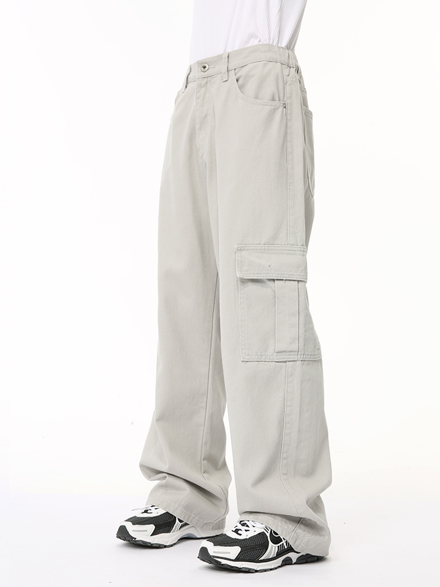 MTLCLOTHES Hombres| Color sólido simple retro americano bolsillo trasero vaqueros elásticos de cintura universal moda