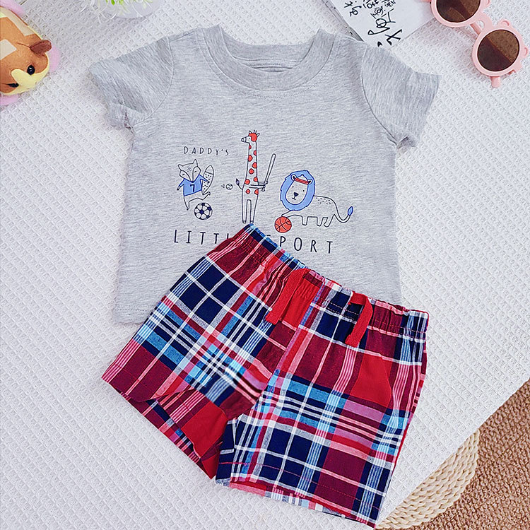 Baby New Short-Sleeved Shorts Set Baby Girl Lace Summer 2-Piece Set Girls European and American Cross-Border Fashion Clothes Cartoon