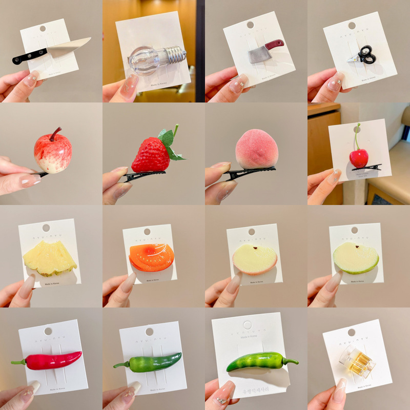 Fun and Funny Simulated Fruit Hairpin Female Stylish Bangs Clip Duckbill Clip Hairpin Expression Bag Headdress Knife Headdress Fun and Funny Simulated Fruit Hairpin Female Stylish Bangs Clip Duckbill Clip Hairpin Expression Bag Headdress Knife Headdress