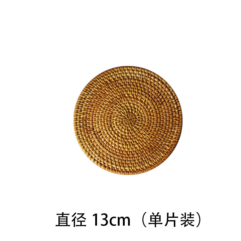 Tejido de caña artesanal almohadilla de taza de té tejido almohadilla de comedor creativa almohadilla de mesa almohadilla de platos almohadilla de aislamiento de calor