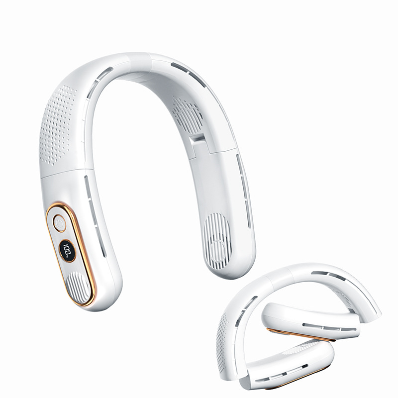 Ventilador de Cuello Portátil 2023, Plegable, Recargable por USB, con Pantalla Digital, Mini Ventilador de Mano para Exteriores