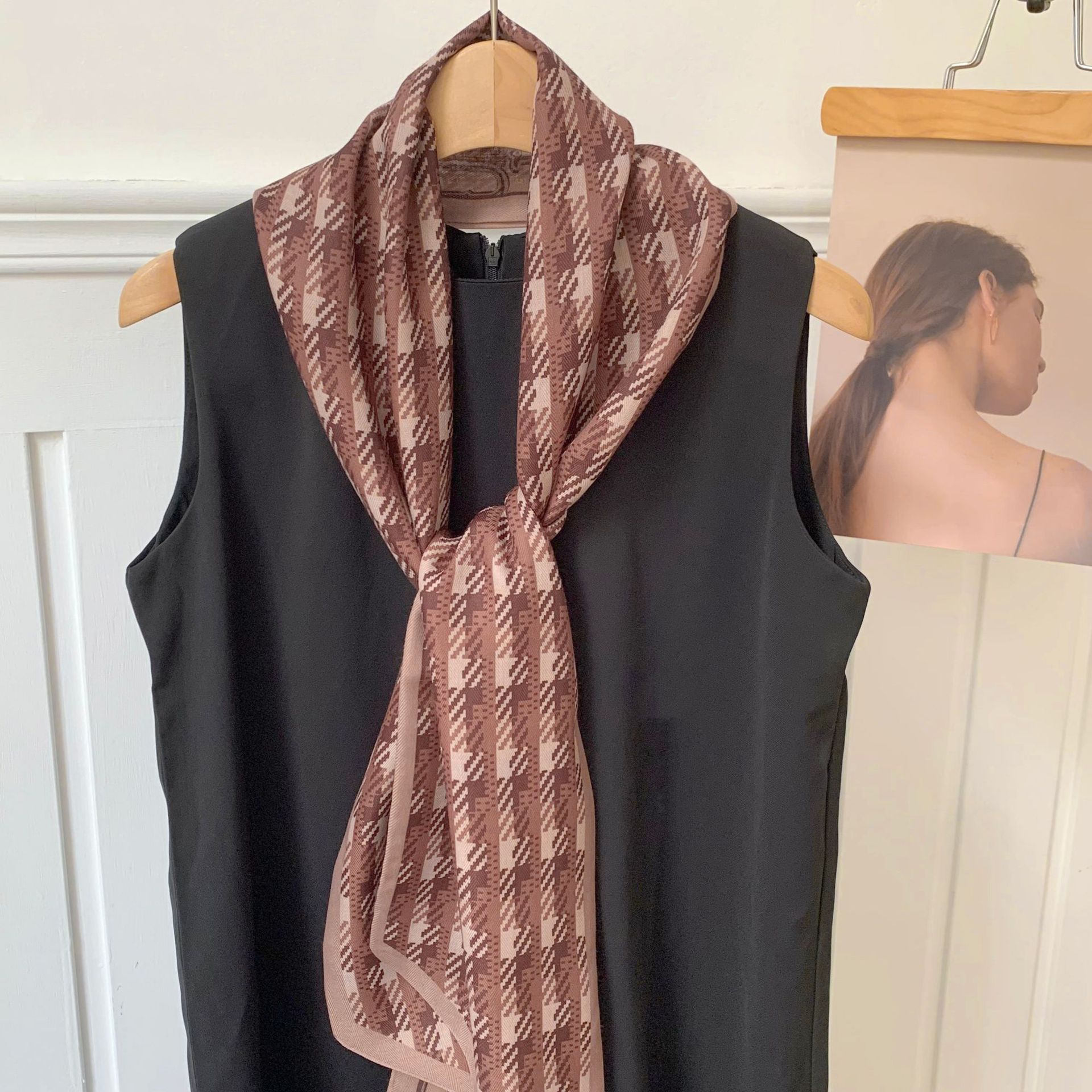 Pañuelo de seda, tira larga, sentido avanzado, nuevo estilo, bufanda pequeña para el cuello, pañuelo floral, cinturón de decoración literaria de todo fósforo pastoral femenino de verano