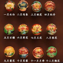 S925银镀金烧蓝滴油十二月生辰花圆珠转运珠隔珠手链编绳DIY隔珠