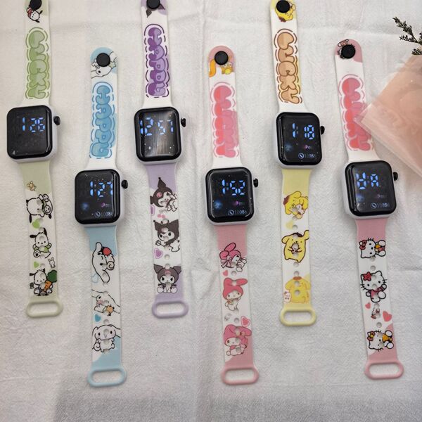 Cartoon fashionable square children's electronic watch