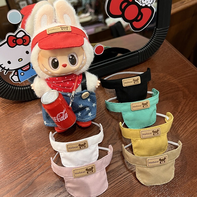 [Hat Only] Labubu Hat Doll Clothes Macaron 17cm Vinyl Plush Doll Sun Hat Doll Clothing Accessories