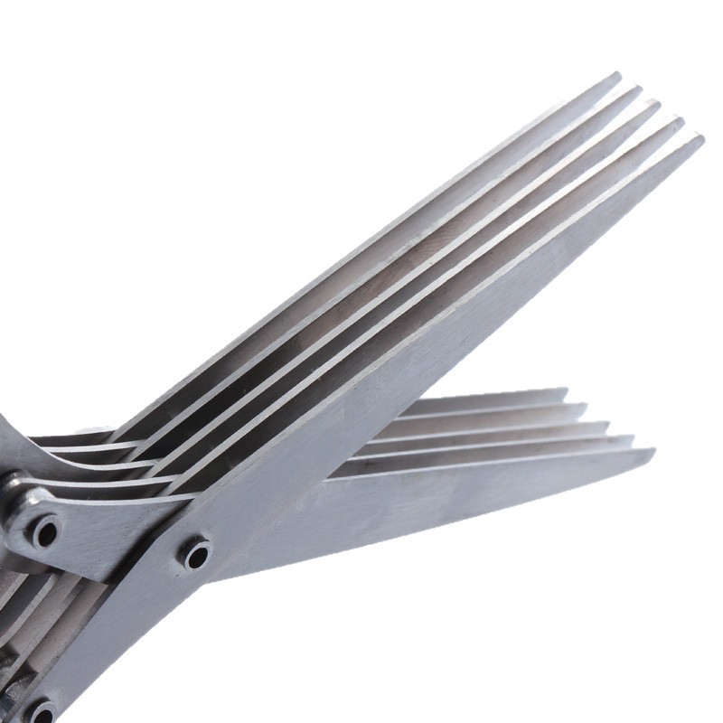 Cinco capas dentadas tijeras de cocina hogar multiusos tijeras de acero inoxidable