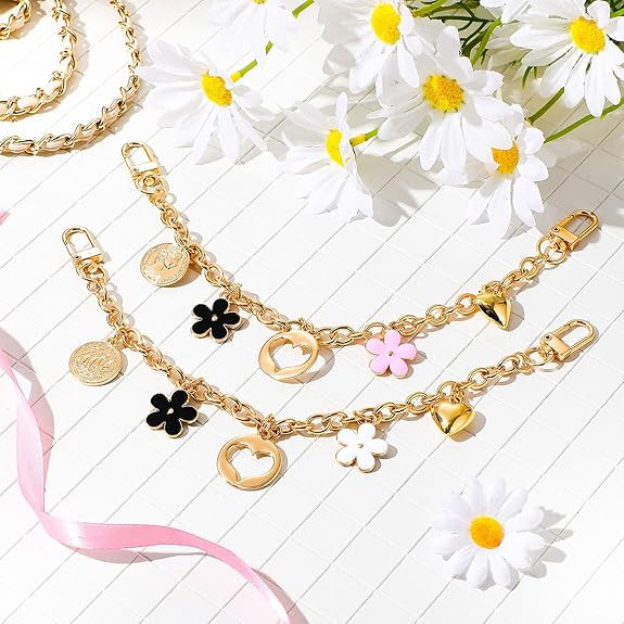 バッグペンダント、金属装飾、ポータブルチェーン、イチゴの花のリボンバッグチェーン、ファッショナブルで多用途なバッグアクセサリー|undefined