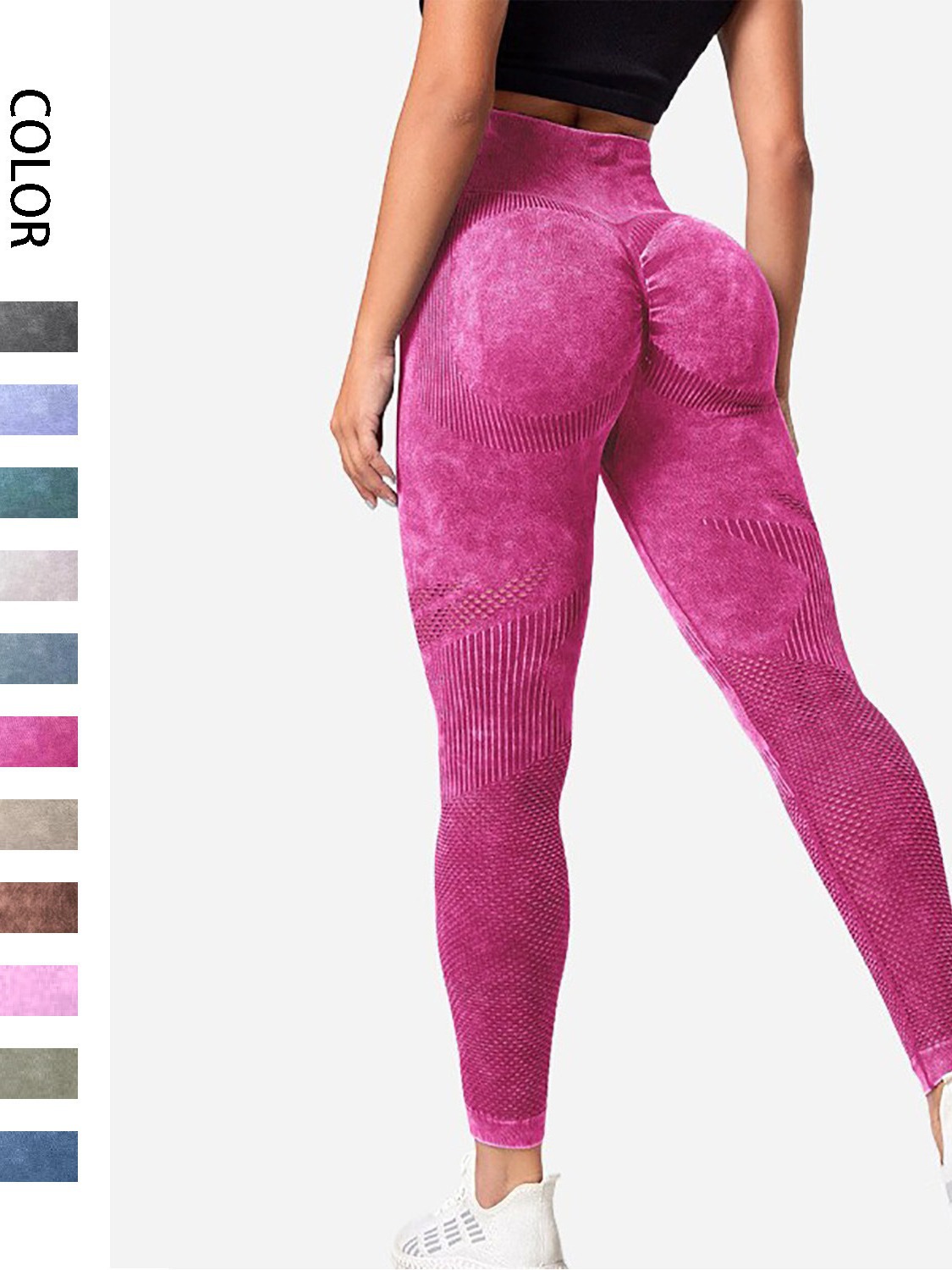 Hueco sin peldaño vestido de cintura alta mel桃 hips mujer lavado esmerizado pantalones deportivos ajustados nuevos pantalones de gimnasio de caderas