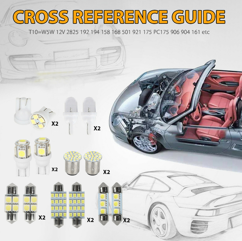 Car LED combination suit 14 28 42pcs T10 indicator width lamp double tip reading lamp license plate lamp indoor