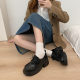 Black Coarse High-heeled British-style Leather Shoes Women's 2022 New Arrival All-match Round Toe Thick-soled Mary Jane Shoes for Autumn and Winter