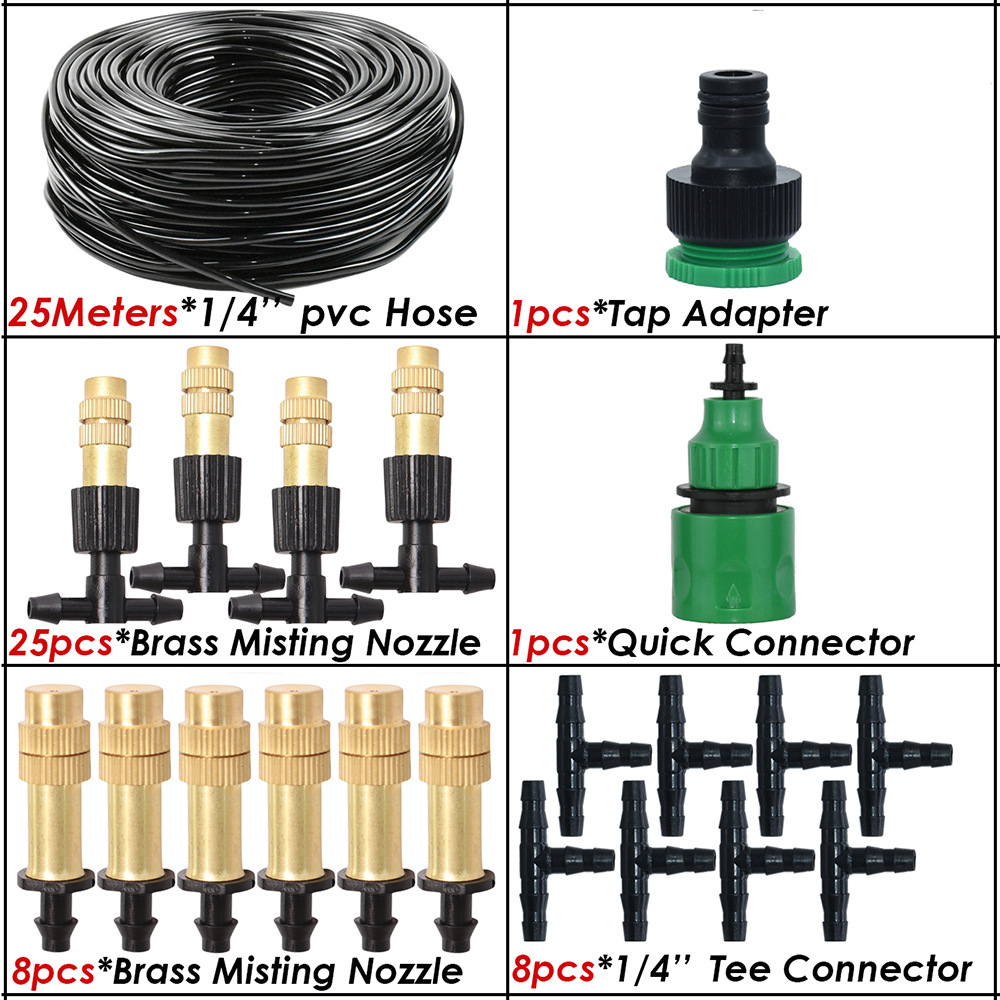 Juego de boquillas atomizadas de cobre ajustable, dispositivo de riego automático, enfriamiento de patio, eliminación de polvo, cabezal de riego por goteo, herramienta de riego de jardín