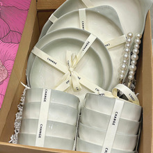 陶瓷碗碟套装简约渐变绿加厚高温釉下彩菜盘饭碗全套组合家用餐具