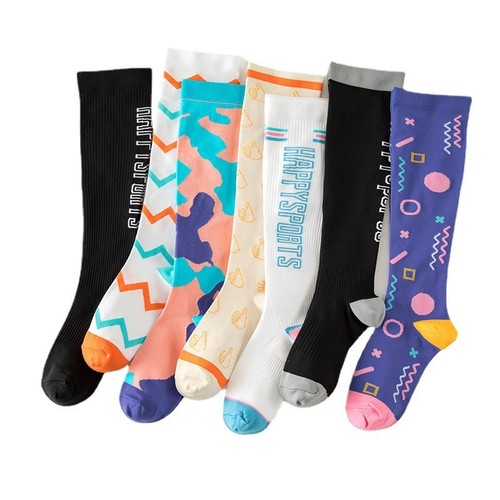 Running, skipping rope, cycling, yoga, tennis, fitness, men's and women's professional sports socks, camouflage muscle compression mid-calf socks