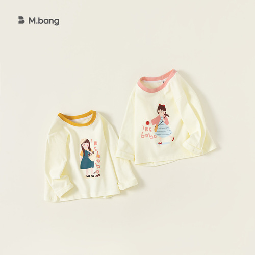 贝贝城2024春季新款韩版女童长袖T恤儿童百搭卡通上衣批发QY23028